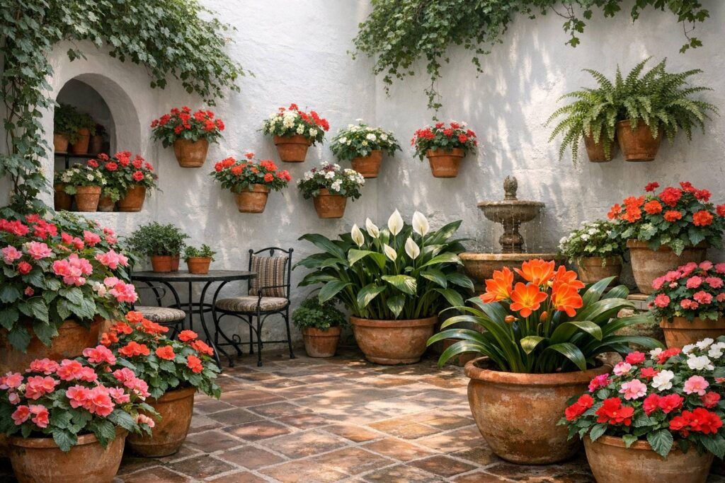 Plantas de sombra que florecen con poca luz para interiores y patios viajeros